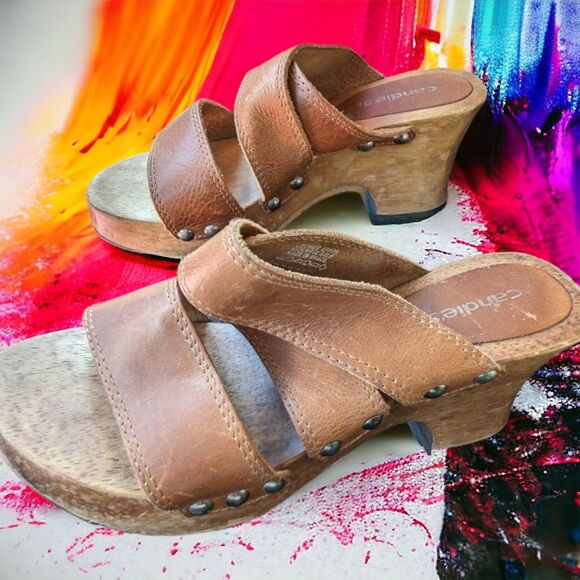 Chunky Wedge Heel Y2K Candies Tan Hippie Punk Vintage Studded Size 7 - Picture 2 of 10